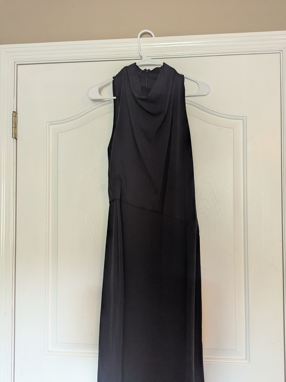 Donna Karan Black Sleeveless Draped Maxi Gown